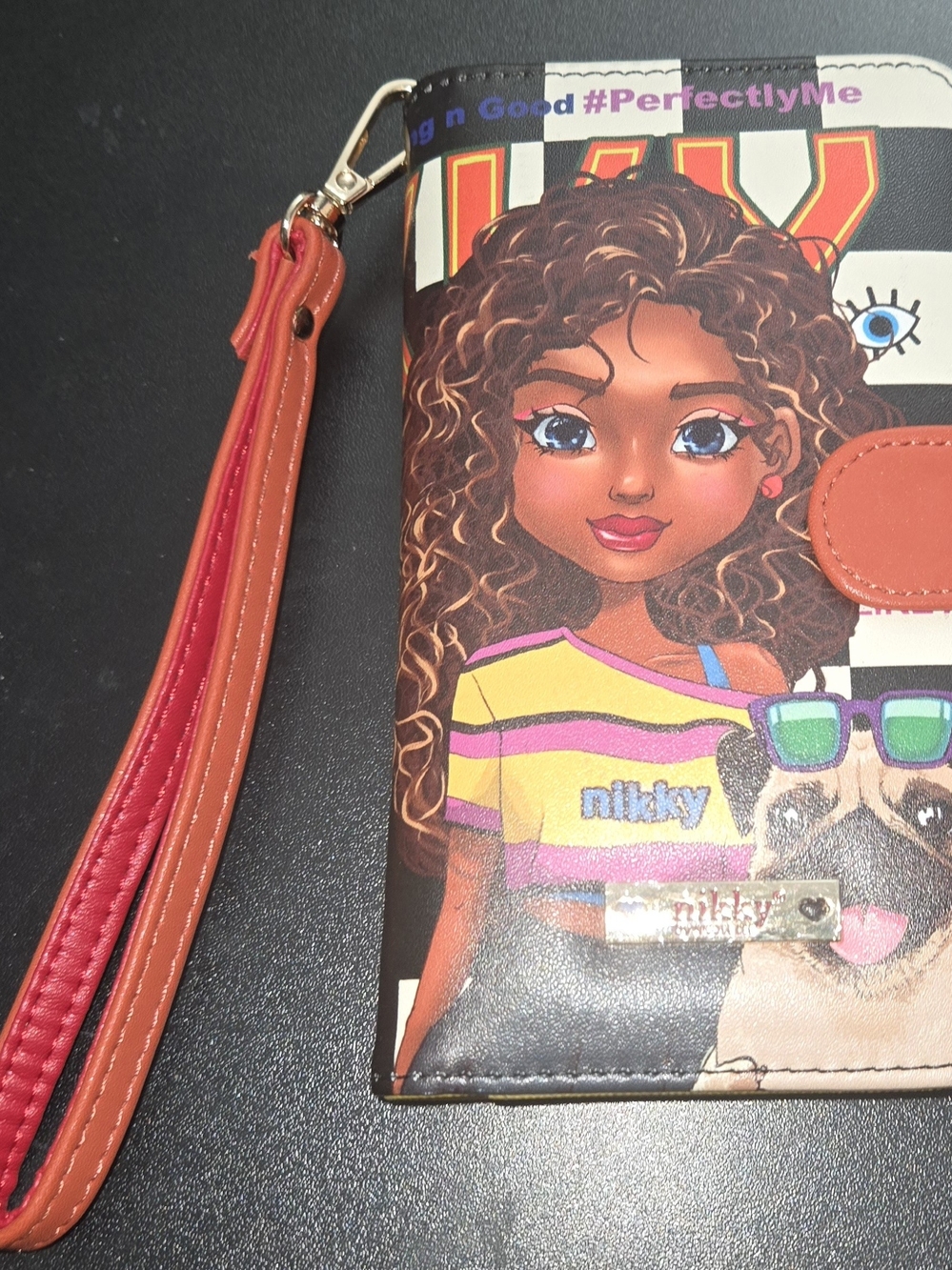 NEW Nicole Lee Universal CELL Phone Girl Graphic Wristlet - OBO